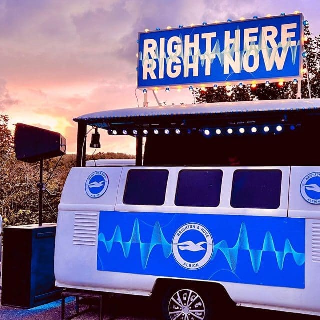 Mobile DJ booth at Brighton Football Sporting event brand activation