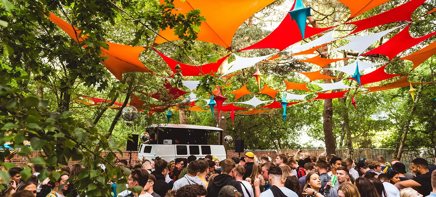 dj van in crown at a festival